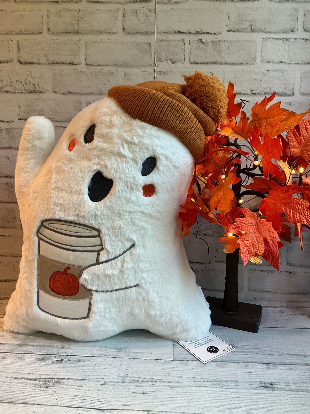 Martha Stewart Hat Wearing Pumpkin Spice Ghost Throw Pillow - 22x17.9"